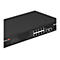 Schwarzer Edimax Pro Netzwerk-Switch mit acht LAN-Ports, LED-Display und Statusanzeigen vor weißem Hintergrund.