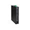 Schwarzer Edimax IGS-1105P Industrie-Switch mit Anschlüssen und LED-Statusanzeigen auf weißem Hintergrund.
