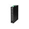 Schwarzer industrieller Edimax-Switch IGS-1105P mit fünf Anschlüssen vor weißem Hintergrund.