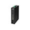 Schwarzer Edimax IGS-1210P Industrie-Switch mit acht LAN-Ports, zwei Glasfaser-Ports und Status-LEDs auf weißem Grund.