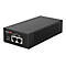 Schwarzer EDIMAX Pro GP-2011T PoE-Injektor. Mit zwei Ports, Beschriftung PoE/Data Out und Data In, sowie Anzeigeleuchten.