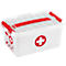 Eerstehulpkoffer Sunware Q-line, incl. inzetstuk met vakverdeling, 6 l, B 300 x D 200 x H 145 mm, wit/rood