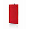Un étui rectangulaire rouge en feutre sur fond blanc.