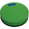 Effaceur de tableau blanc rond et vert de la marque MAUL avec logo bleu et impression d'entreprise.