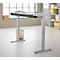 EHV Schreibtisch mit Bambus-Zubehörschublade & Kabelkanal aus Recyclingfilz, elektrisch höhenverstellbar, B 1600 x T 800 mm, lichtgrau/silber