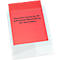 Red transparent pocket with black text on a transparent plastic case.