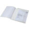 Transparent document folder, open, with paper. Inside, an offer with a signature.