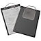 Two gray folders with documents, one with a Mercedes-Benz logo. Each folder has a carrying handle and a mesh.