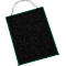 Griffoir noir avec bordure verte et une boucle noire pour suspendre.