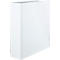 Ein weißer Ordner steht aufrecht, die Vorderseite nach rechts geneigt. Das Papier ist nicht sichtbar.