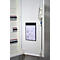 Open fuse box with diagram, fuses and wiring. Bright housing with screwed door.