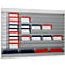 Eichner werkplaatsplanner, brede uitvoering, 6 rails, voor maximaal 30 A4 ordervakken, B 1580 x H 900 mm, kunststof, grijs