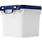 Eimer, quadratisch, Volumen 32 l, mit UN-Zertifizierung, lebensmittelecht, stapelbar, mit Deckel, Ø 380 x H 338 mm, HDPE, blau