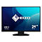 Schwarzer EIZO-Monitor mit 24 Zoll Bildschirmdiagonale, USB-C-Anschluss, auf blau-weißem Hintergrund.