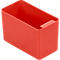 Rectangular, coral-colored storage box with a small handle.