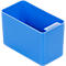 Blue, rectangular container with a cutout. Empty inside.
