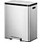 EKO EcoCasa pedaalemmer, geborsteld roestvrij staal, vingerafdrukbestendig, 36 + 24 liter, deksel met soft-close, B 526 x D 373 x H 660 mm, zilver