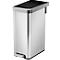 EKO Ecofly II pedaalemmer, roestvrij staal, vingerafdrukbestendig, geluidloos deksel, B 280 x D 495 x H 650 mm, 45 liter, zilver/zwart