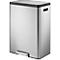 EKO pedaalemmer EcoCasa, geborsteld roestvrij staal, vingerafdrukbestendig, 2 x 20 liter, soft-close deksels, B 450 x D 335 x H 655 mm, zilver