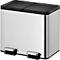 EKO Poubelle à pédale Essential Recycler, 2 x 10 litres, inox, anti-traces de doigts, fonction stay-open, L 403 x P 332 x H 369 mm, argent/noir