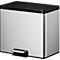 EKO Poubelle à pédale Essential Recycler, 2 x 15 litres, inox, anti-traces de doigts, fonction stay-open, L 462 x P 338 x H 411 mm, argent/noir