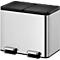 EKO Poubelle à pédale Essential Recycler, 2 x 15 litres, inox, anti-traces de doigts, fonction stay-open, L 463 x P 332 x H 412 mm, argent/noir