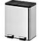 EKO Poubelle à pédale Essential Recycler, 2 x 20 litres, inox, anti-traces de doigts, fonction stay-open, L 463 x P 332 x H 592 mm, argent/noir