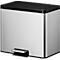 EKO Poubelle à pédale Essential Recycler, 20 + 9 litres, inox, anti-traces de doigts, fonction stay-open, L 462 x P 338 x H 411 mm, argent/noir