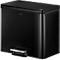 EKO Poubelle à pédale Essential Recycler, 20 + 9 litres, inox, anti-traces de doigts, fonction Stay-open, L 462 x P 338 x H 411 mm, noir