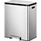 EKO Treteimer EcoCasa, Edelstahl gebürstet, fingerabdrucksicher, 2 x 30 Liter, gedämpfte Deckel, B 526 x T 373 x H 660 mm, silber