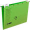 Green hanging file folder. The tab reads "ELBA". There are markings for perforations on the folder.
