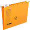Orange hanging file with ELBA label, black hooks, detail view.