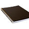 Brown spiral notebook. The wire binding is gold, the pages are white. The cover is plain.