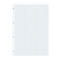 White squared notebook paper with holes for a binder.