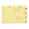 Yellow notepad sheet with lines, checkboxes and text. Top: Notiz, Note, Nota.