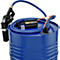 Blue barrel with dispensing gun and hose. A black control unit is on the lid.