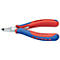 Knipex zijkniptang met rood-blauwe handvatten, belettering. Details zoals '64 62 120', 'Made in Germany' en 'Cu max. Ø 0,6 mm' zichtbaar.