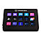 Stream Deck noir avec 15 boutons illuminés, représentant diverses fonctions.