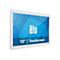 Weißes Tablet mit blauem Bildschirm, Elo Logo, 10" Touchscreen.