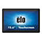 Schwarzes Touchscreen-Tablet, Bildschirm mit blauem Hintergrund und Elo-Logo.