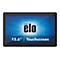 Schwarzer Touchscreen-Monitor mit Elo-Logo, 15,6 Zoll und der Aufschrift "Touchscreen" auf blauem Hintergrund.
