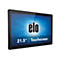 Ein schwarzes Touchscreen-Tablet, der Bildschirm zeigt das Logo „elo“ und Text: „21,5 Zoll | Touchscreen“.