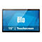 Ein Touchscreen-Monitor mit schwarzem Rahmen. Auf dem blauen Bildschirm sind das Logo "elo" und die Aufschrift "15" | Touchscreen" zu sehen.