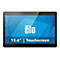 Schwarzes Tablet mit blauem Bildschirm, Logo Elo, 15,6" Touchscreen.
