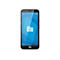Un smartphone noir avec un écran bleu affichant le logo "elo".