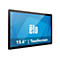 Schwarzer 15,6-Zoll Elo Touchscreen Monitor vor weißem Hintergrund.