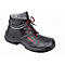 Black safety boot with red laces. Printed "ELTEN" lettering.