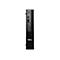 Schwarzer Dell-Mini-PC, Seitenansicht. Oben ein Einschaltknopf, Audioanschluss, USB und diverse Ports. Unten das Dell-Logo.