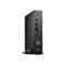Ordinateur client léger Dell OptiPlex 3000 noir debout. Les ports, les ports USB et une prise audio sont en haut. Logo Dell sur le devant.