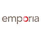 Emporia Firmenlogo in grauer Schrift mit einem leuchtend roten O.